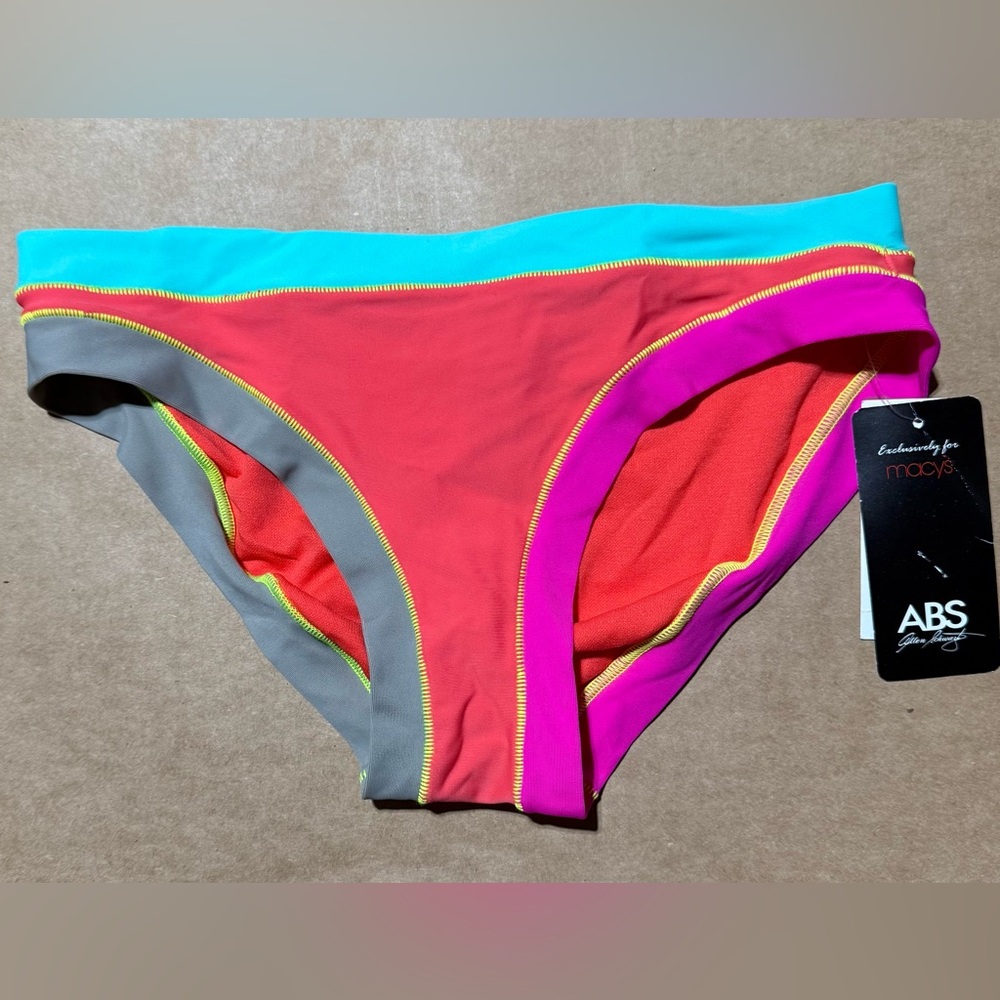 ABS Allen Schwartz Gorgeous Multi-Color Bikini Womens Swim Bottom  Size  8 NWT
